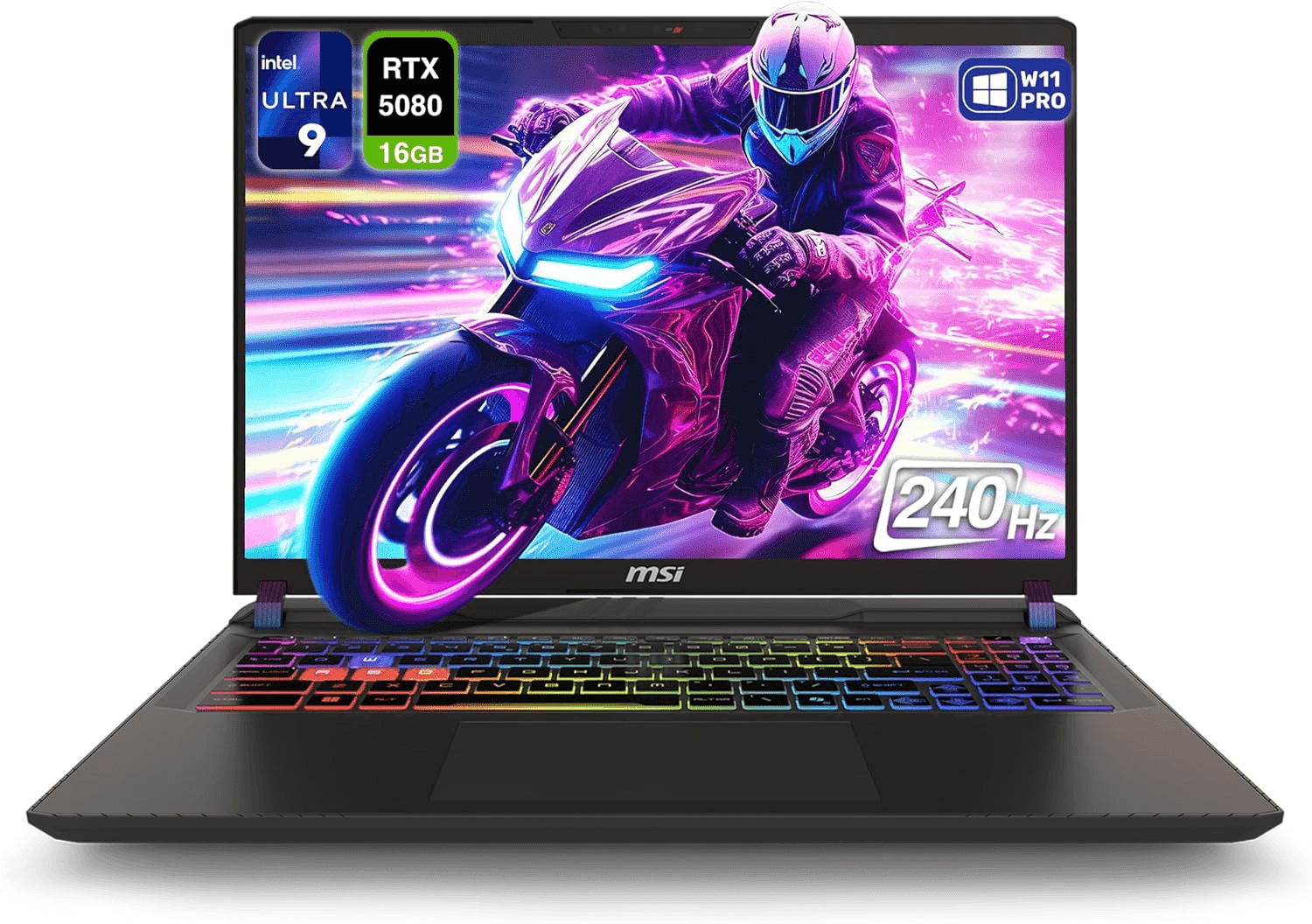 MSI Vector 16 HX AI 400 Gaming Laptop, Intel Ultra 9-275HX, 64 GB DDR5 RAM, 1 TB PCIe SSD, 16" WQXGA (2560x1600) 240Hz Display, Nvidia G-Force RTX 5080, RGB Backlit Keyboard, W11 Pro, Cosmo Gray