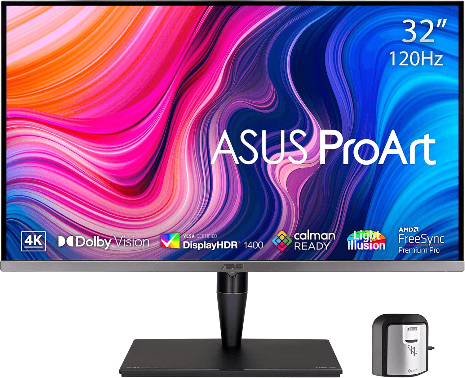 ASUS ProArt Display 32” 4K HDR Computer Monitor (PA32UCG-K) - UHD (3840 x 2160), Mini-LED IPS, 1600nits, 120Hz, 10-bit, Thunderbolt 3, HDMI2.1, w/Calibrator, Compatible With Laptop & Mac Monitor,Black